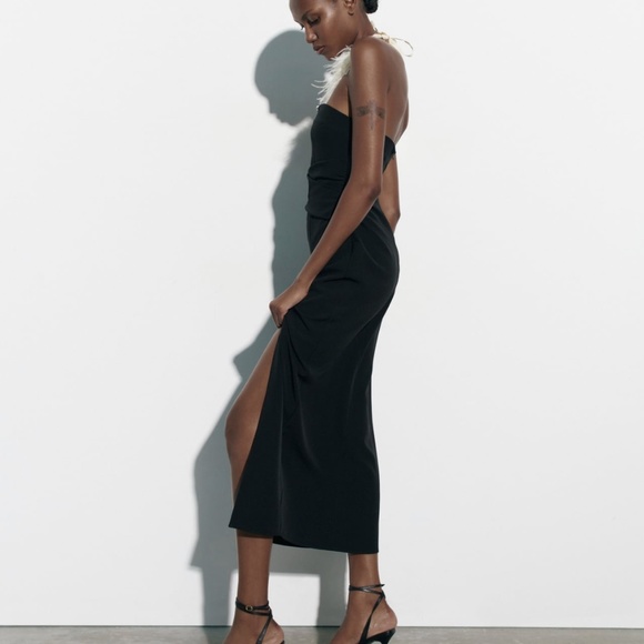 Zara limited edition strapless midi dress with slit - Picture 6 of 9